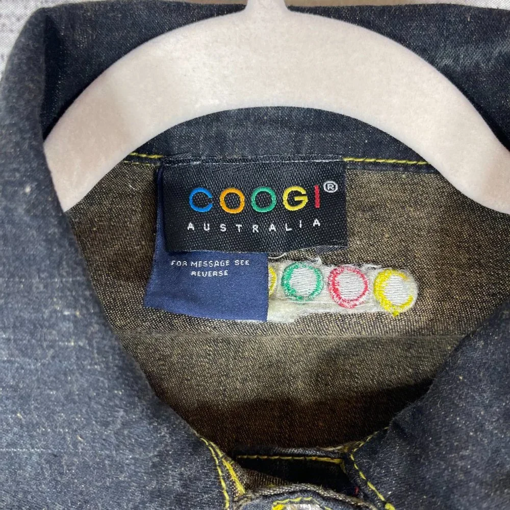 Coogi Vintage Embroidered Logo Colorful Denim Jean Trucker Jacket NWT Sz…